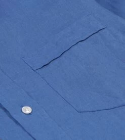 Bright Navy Linen Spread Collar Shirt -Drakes Shop DR2A4E21915 10250 4