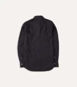 Dark Navy Linen Spread Collar Shirt -Drakes Shop DR2A4E21915 13250 5