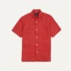 Red Linen Short Sleeve Cuban Shirt