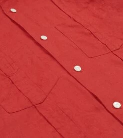 Red Linen Short Sleeve Cuban Shirt -Drakes Shop DR2A4E22213 06700 4