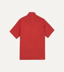 Red Linen Short Sleeve Cuban Shirt -Drakes Shop DR2A4E22213 06700 6
