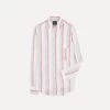 Ecru, Red And Blue Track Stripe Linen Spread Collar Shirt -Drakes Shop DR2A4E23062 01662 1