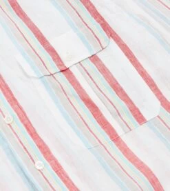 Ecru, Red And Blue Track Stripe Linen Spread Collar Shirt 13 Ecru, Red And Blue Track Stripe Linen Spread Collar Shirt -Drakes Shop DR2A4E23062 01662 4