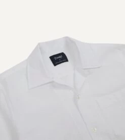 White Seersucker Camp Collar Short Sleeve Shirt -Drakes Shop DR2A4F23172 01 000 3