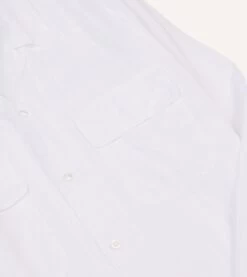 White Linen Camp Collar Long Sleeve Shirt -Drakes Shop DR2A4F24137 01000 4