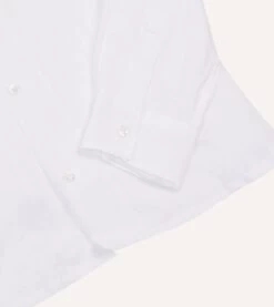 White Linen Camp Collar Long Sleeve Shirt -Drakes Shop DR2A4F24137 01000 5