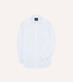 White Cotton Long Point Collar Dinner Shirt