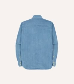 Bleach Wash Denim Two-Pocket Western Shirt -Drakes Shop DR2A4L22604 03200 6