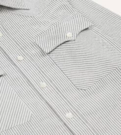 Black Stripe Cotton Oxford Two-Pocket Western Shirt -Drakes Shop DR2A4L23632 02102 4