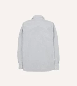 Black Stripe Cotton Oxford Two-Pocket Western Shirt -Drakes Shop DR2A4L23632 02102 6