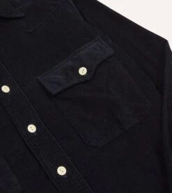 Navy Corduroy Two-Pocket Western Shirt -Drakes Shop DR2A4L24038 01250 4