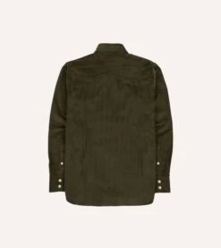 Green Corduroy Two-Pocket Western Shirt -Drakes Shop DR2A4L24038 02400 6