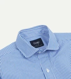 Blue Narrow Stripe Poplin Club Collar Shirt -Drakes Shop DR2A4M24035 01 202 3