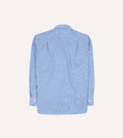 Blue Narrow Stripe Poplin Club Collar Shirt -Drakes Shop DR2A4M24035 01 202 6