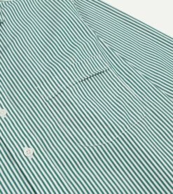 Dark Green Narrow Stripe Poplin Club Collar Shirt -Drakes Shop DR2A4M24035 03402 4