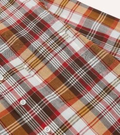 Brown And Red Madras Check Cotton Button-Down Shirt -Drakes Shop DR2A4O23592 01303 4