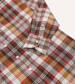 Brown And Red Madras Check Cotton Button-Down Shirt -Drakes Shop DR2A4O23592 01303 5