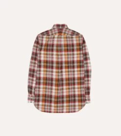 Brown And Red Madras Check Cotton Button-Down Shirt -Drakes Shop DR2A4O23592 01303 6