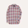 Red And Yellow Madras Check Cotton Button-Down Popover Shirt -Drakes Shop DR2A4O24026 01703 1