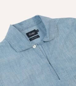 Blue Chambray Smock 10 Blue Chambray Smock -Drakes Shop DR2A4P24160 01200 3