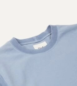 Light Indigo Cotton Crew Neck Hiking T-Shirt -Drakes Shop DR2A5A 21528 12 200 3