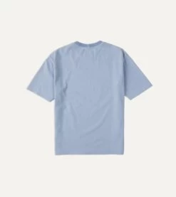 Light Indigo Cotton Crew Neck Hiking T-Shirt -Drakes Shop DR2A5A 21528 12 200 5
