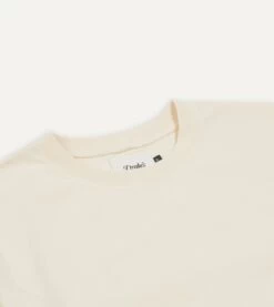 Antique White Cotton Crew Neck Hiking T-Shirt -Drakes Shop DR2A5A21528 06000 3