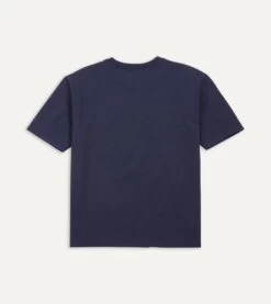 Navy Cotton Crew Neck Hiking T-Shirt -Drakes Shop DR2A5A21528 14250 5