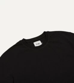 Black Cotton Crew Neck Hiking T-Shirt -Drakes Shop DR2A5A21528 20100 3