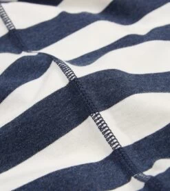 Navy And White Block Stripe Cotton Crew Neck Hiking T-Shirt -Drakes Shop DR2A5A22036 02252 4