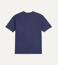Dark Indigo Flamé Cotton Crew Neck Hiking T-Shirt -Drakes Shop DR2A5A23054 01250 5