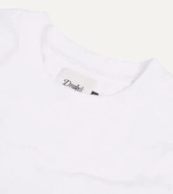White Flamé Cotton Crew Neck Hiking T-Shirt -Drakes Shop DR2A5A23054 02000 3