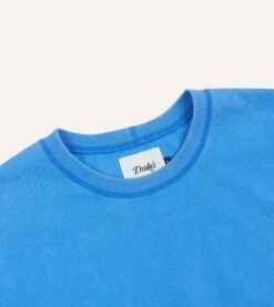 Washed Blue Cotton Crew Neck Hiking T-Shirt -Drakes Shop DR2A5A24090 01200 3