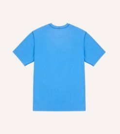 Washed Blue Cotton Crew Neck Hiking T-Shirt -Drakes Shop DR2A5A24090 01200 4