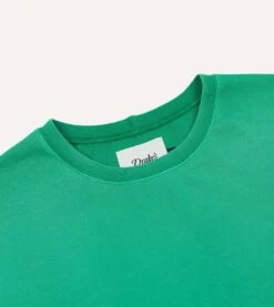 Washed Green Cotton Crew Neck Hiking T-Shirt -Drakes Shop DR2A5A24090 02400 3