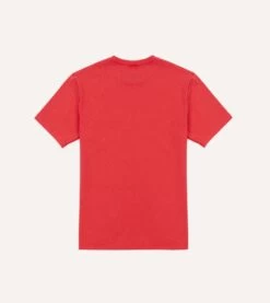 Washed Red Cotton Crew Neck Hiking T-Shirt -Drakes Shop DR2A5A24090 03 700 4