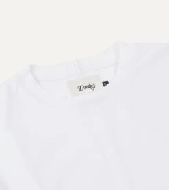 White Cotton Long-Sleeve Hiking T-Shirt -Drakes Shop DR2A5B 21560 10 000 3