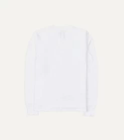 White Cotton Long-Sleeve Hiking T-Shirt -Drakes Shop DR2A5B 21560 10 000 5