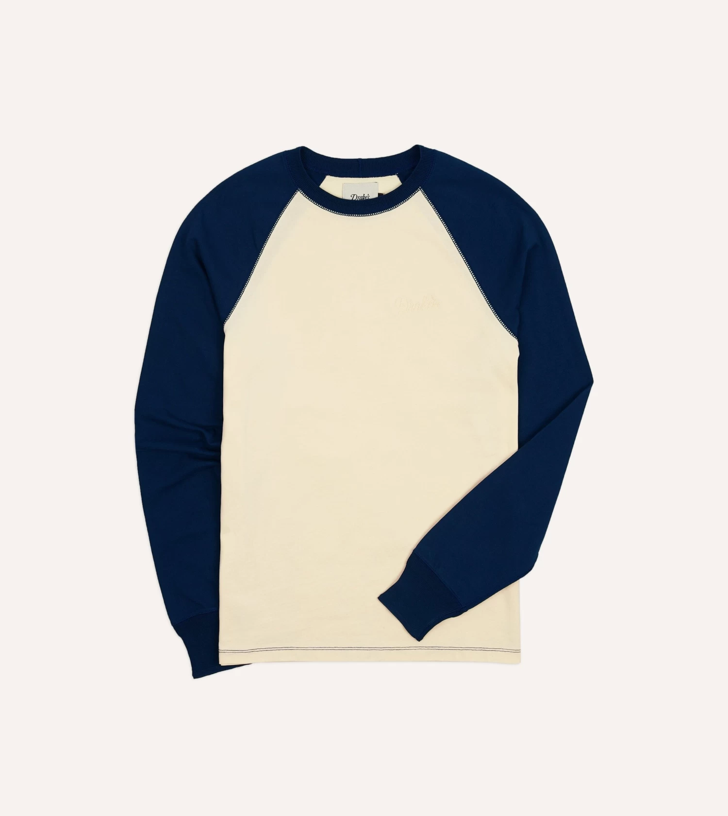 Ecru And Navy Raglan Sleeve Hiking T-Shirt 3 Ecru And Navy Raglan Sleeve Hiking T-Shirt