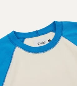 Blue And Antique White Raglan Sleeve Hiking T-Shirt 10 Blue And Antique White Raglan Sleeve Hiking T-Shirt -Drakes Shop DR2A5B22034 12 050 3