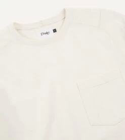 Ecru Cotton Long-Sleeve Hiking Sweatshirt -Drakes Shop DR2A5B22566 03050 3 LR