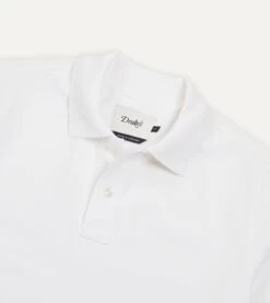 White Piqué Cotton Polo Shirt -Drakes Shop DR2A5C22038 07000 3