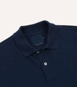 Navy Piqué Cotton Polo Shirt -Drakes Shop DR2A5C24044 01250 3