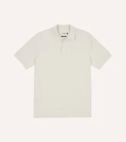 Ecru Piqué Cotton Polo Shirt