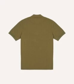 Khaki Piqué Cotton Polo Shirt -Drakes Shop DR2A5C24044 03400 4