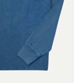 Indigo Cotton Jersey Long-Sleeve Polo Shirt -Drakes Shop DR2A5D 22097 03 250 4