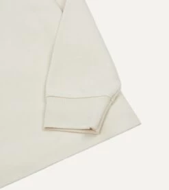 Ecru Pique Cotton Long-Sleeve Polo Shirt -Drakes Shop DR2A5D21620 02000 4