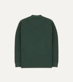 Green Pique Cotton Long-Sleeve Polo Shirt -Drakes Shop DR2A5D21620 04400 5