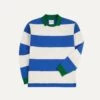 Blue And White Wide Stripe Mock Collar Long-Sleeve Jersey -Drakes Shop DR2A5F23166 01252 1