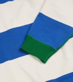 Blue And White Wide Stripe Mock Collar Long-Sleeve Jersey -Drakes Shop DR2A5F23166 01252 4